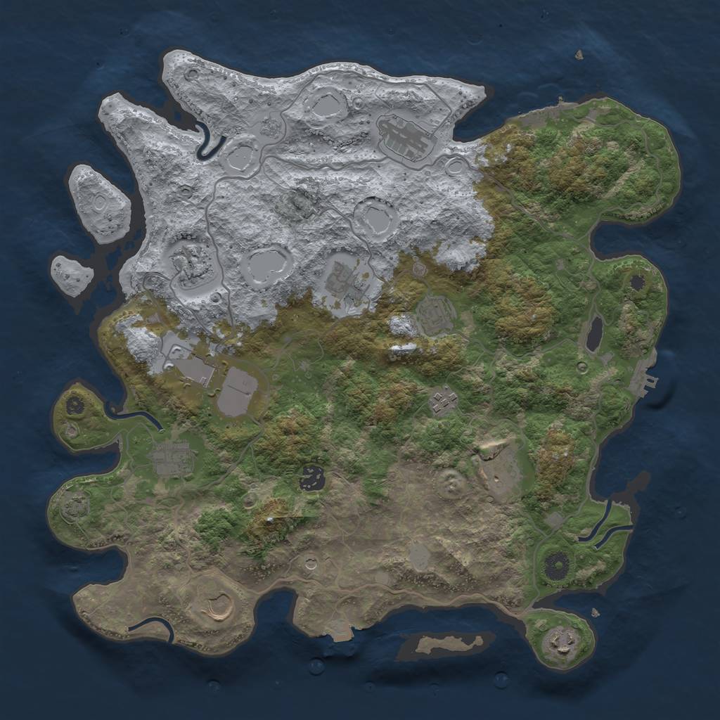 Rust Map: Procedural Map, Size: 4000, Seed: 648252, 19 Monuments