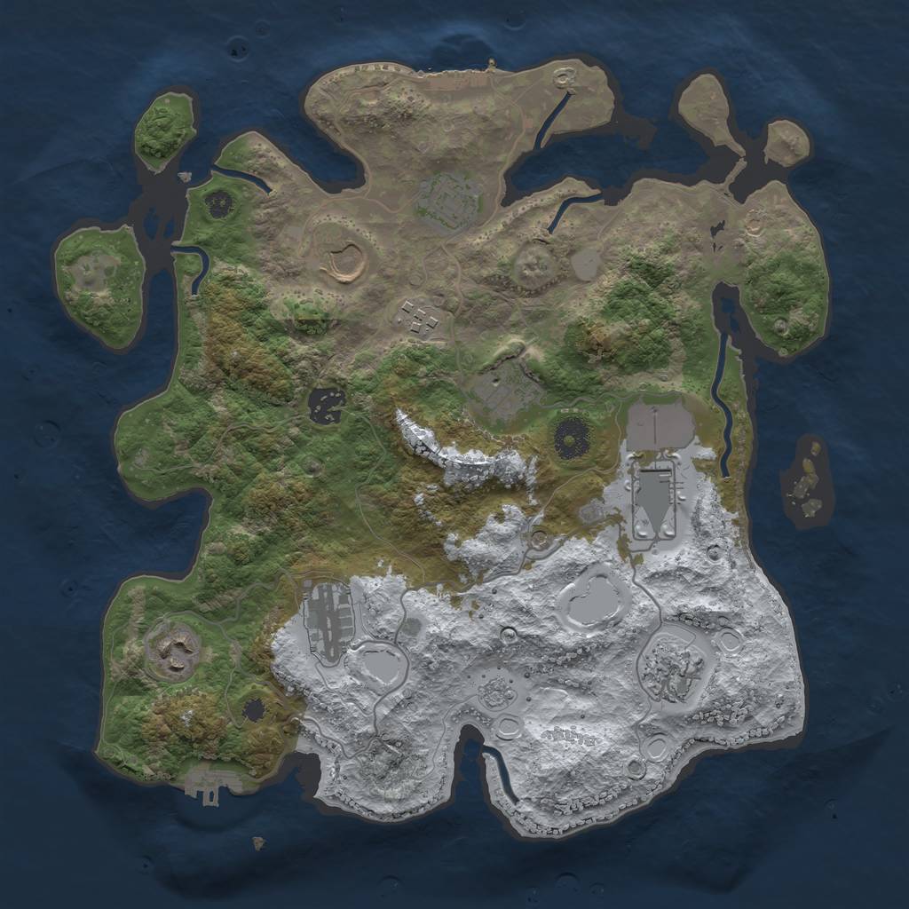 Rust Map: Procedural Map, Size: 3500, Seed: 921056330, 18 Monuments