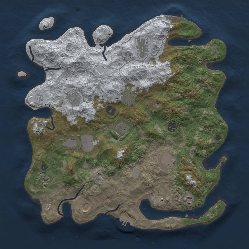 Rust Map: Procedural Map, Size: 3850, Seed: 750088796, 20 Monuments