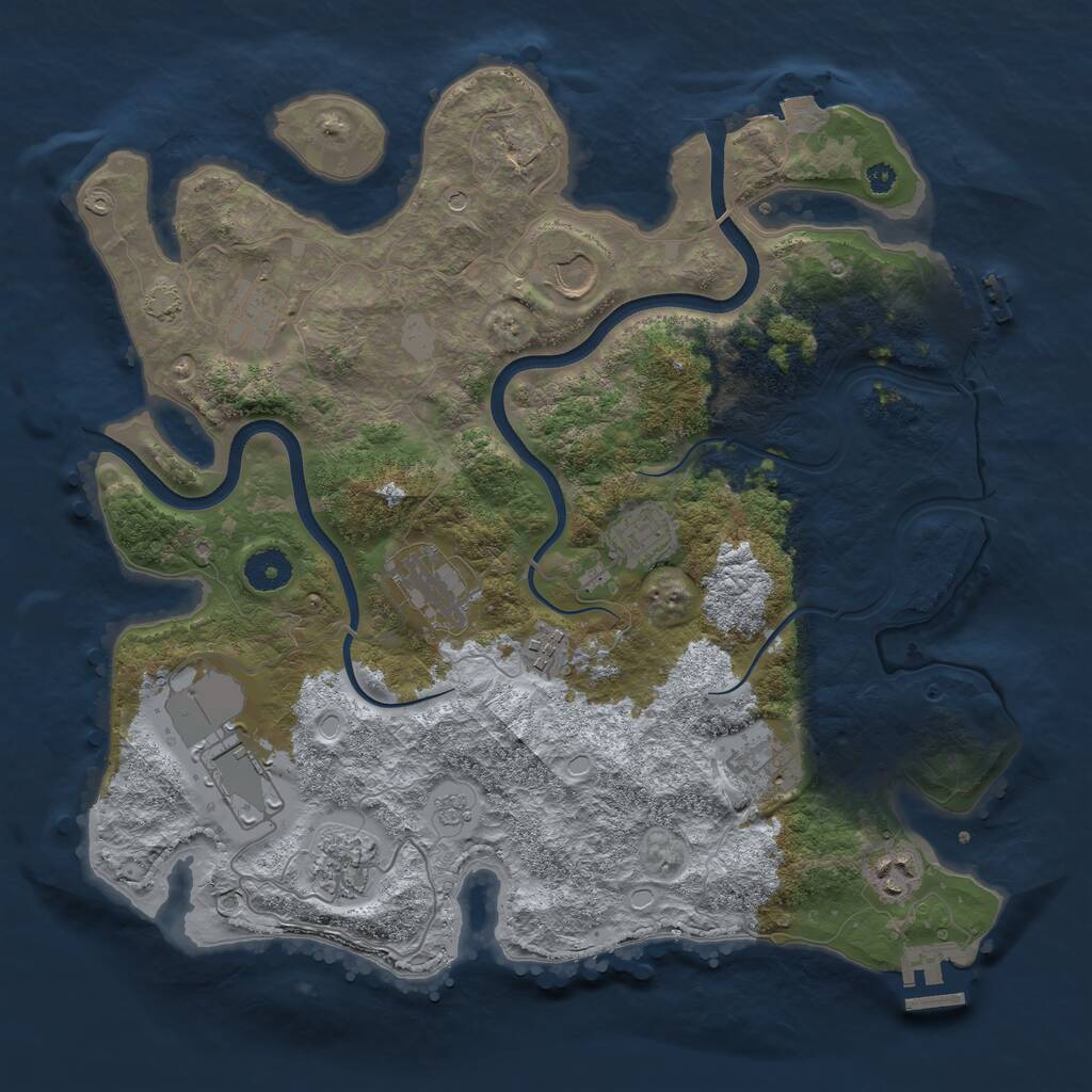 Rust Map: Procedural Map, Size: 3700, Seed: 1256680810, 15 Monuments