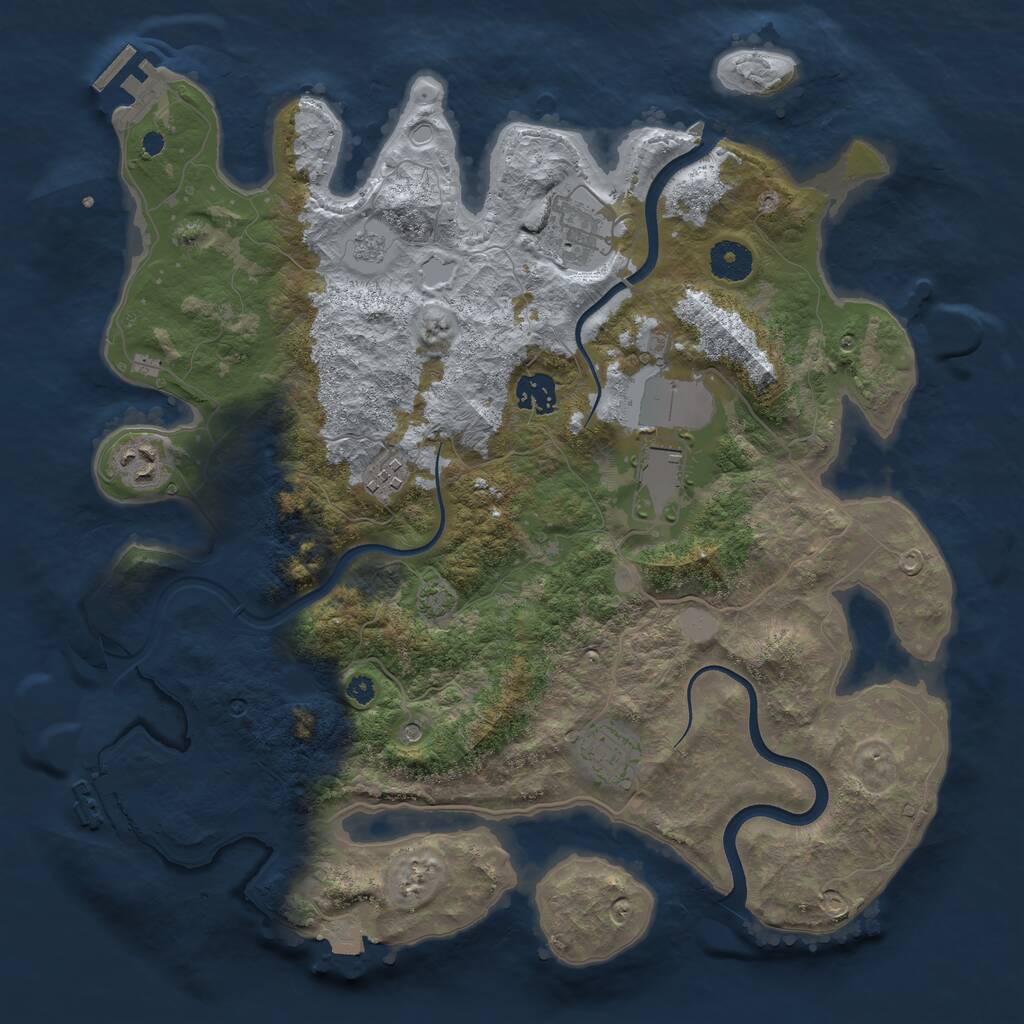 Rust Map: Procedural Map, Size: 3700, Seed: 1238233, 12 Monuments