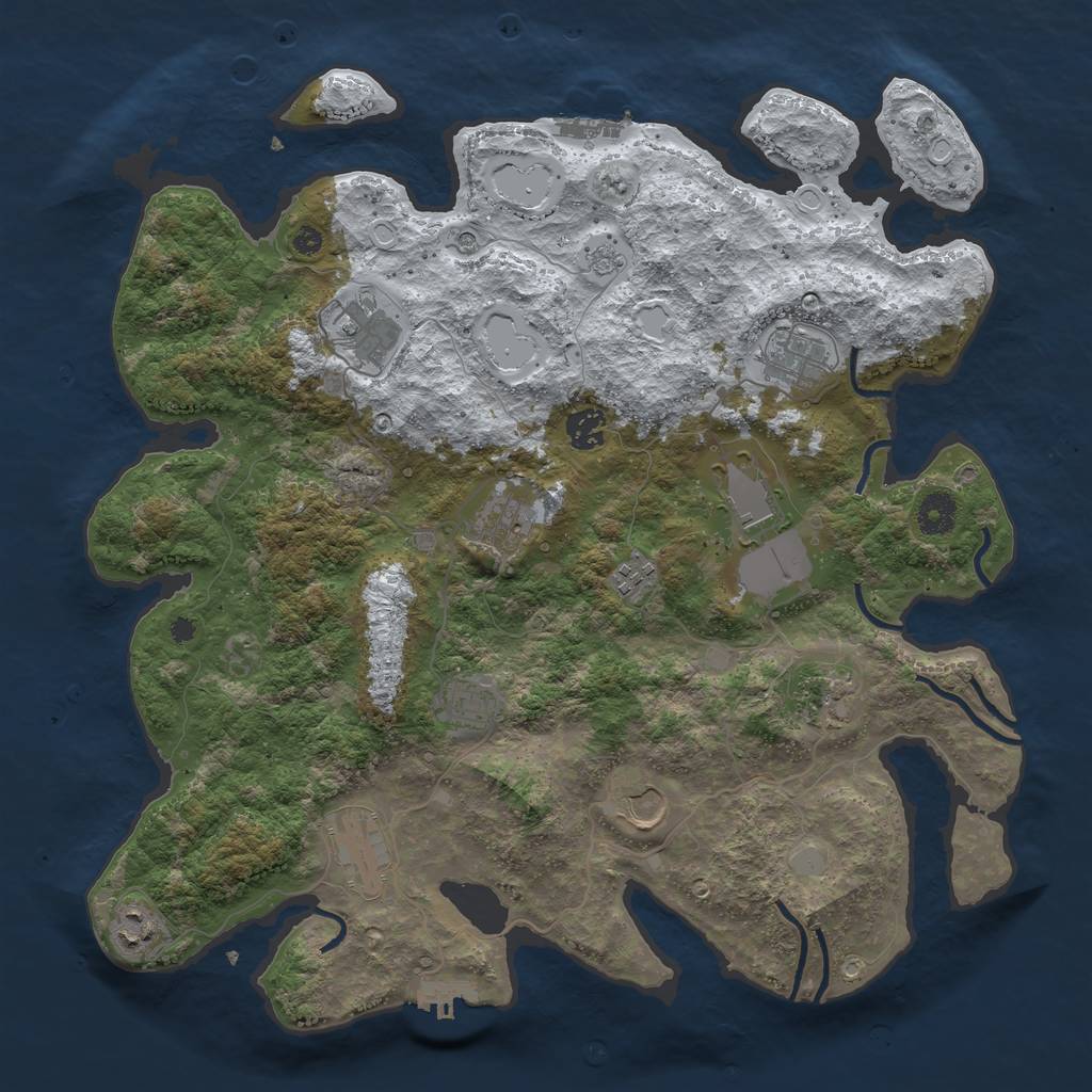 Rust Map: Procedural Map, Size: 3950, Seed: 967343437, 20 Monuments
