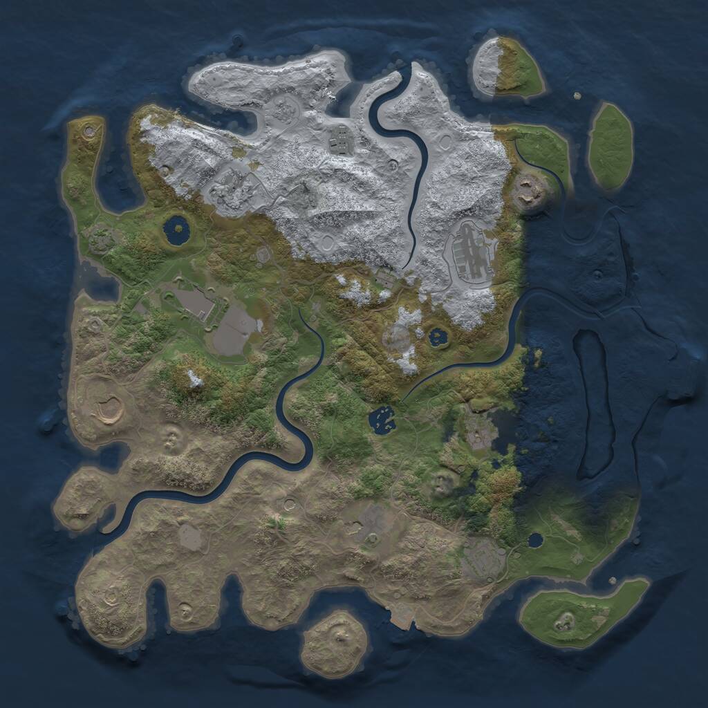 Rust Map: Procedural Map, Size: 3850, Seed: 1070403721, 15 Monuments