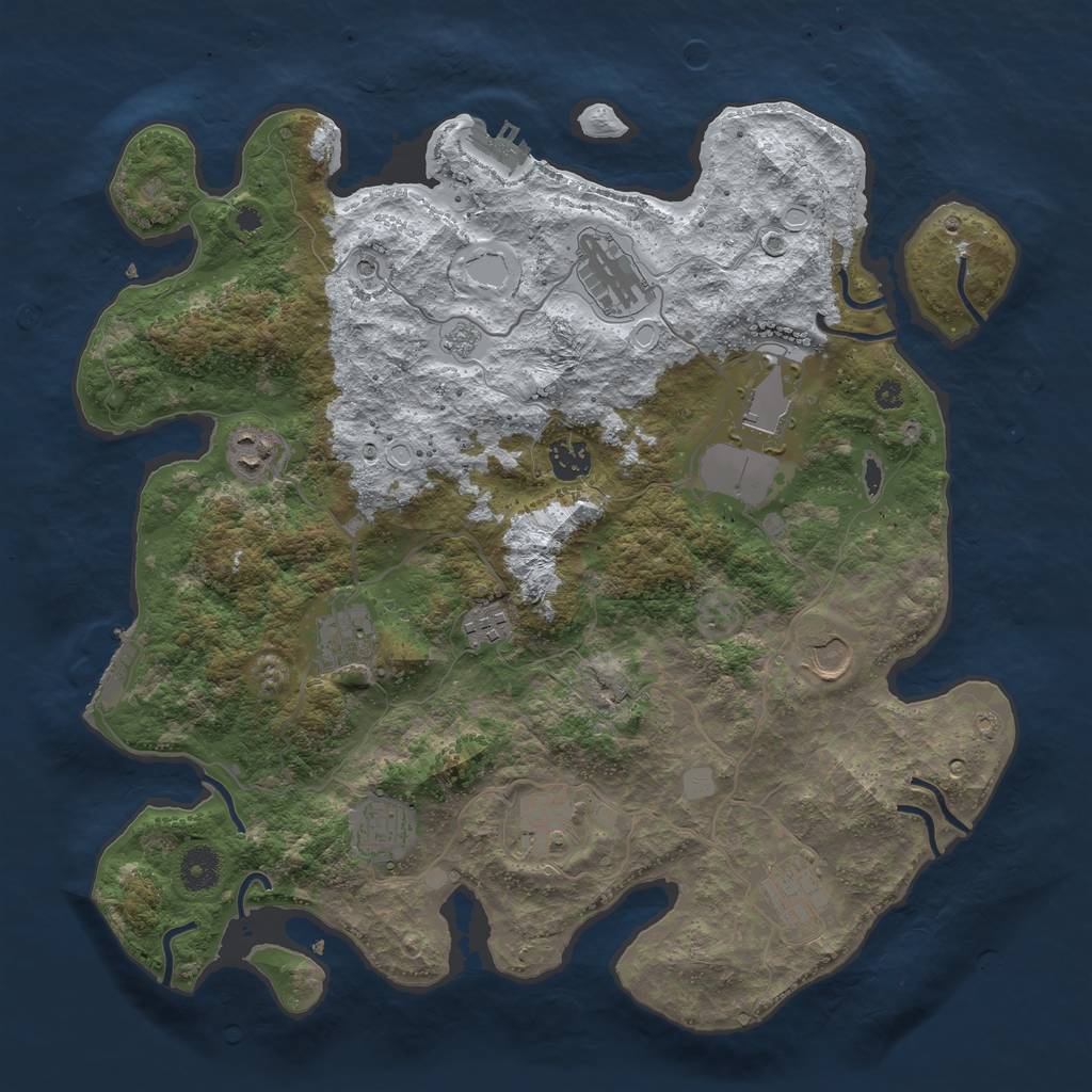 Rust Map: Procedural Map, Size: 3850, Seed: 105582647, 19 Monuments