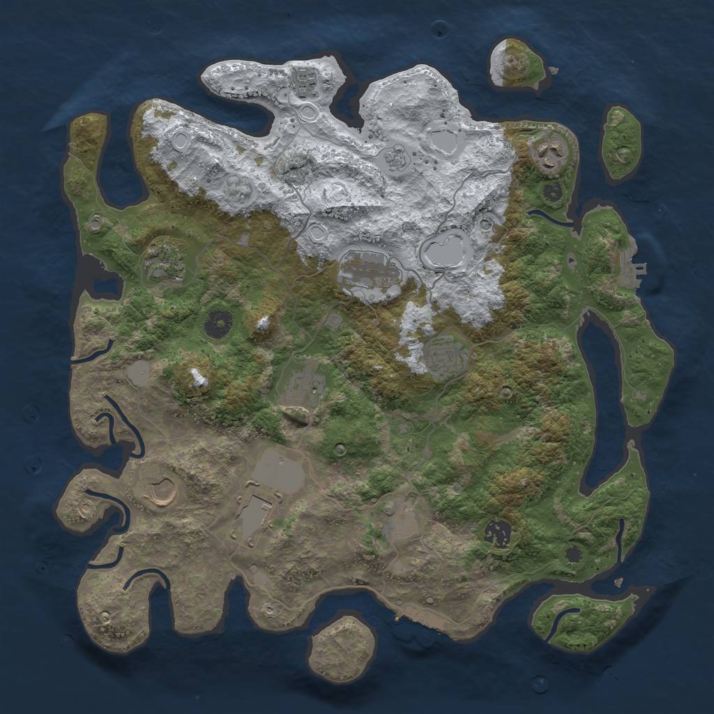 Rust Map: Procedural Map, Size: 3800, Seed: 1070403721, 19 Monuments