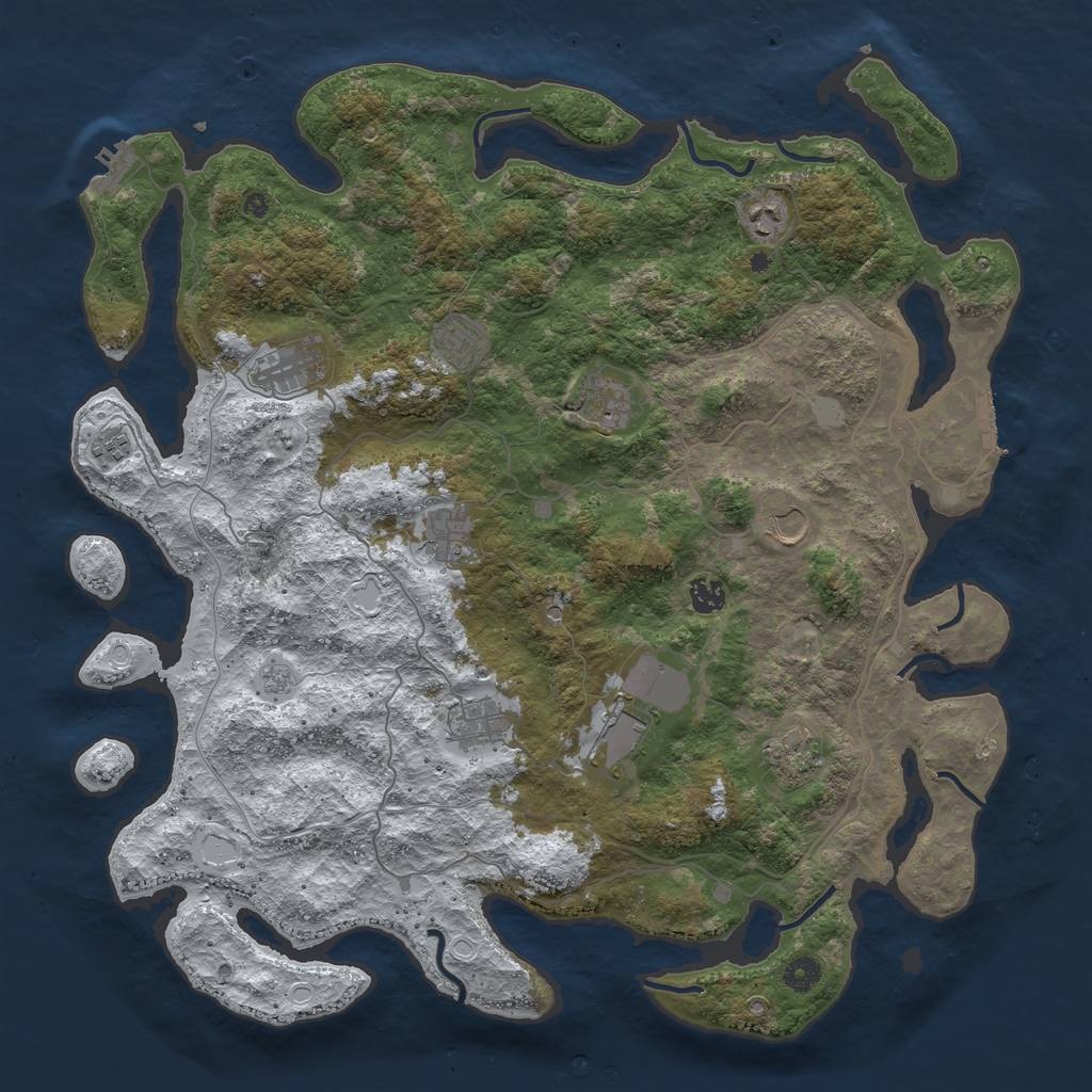 Rust Map: Procedural Map, Size: 4500, Seed: 81237264, 20 Monuments