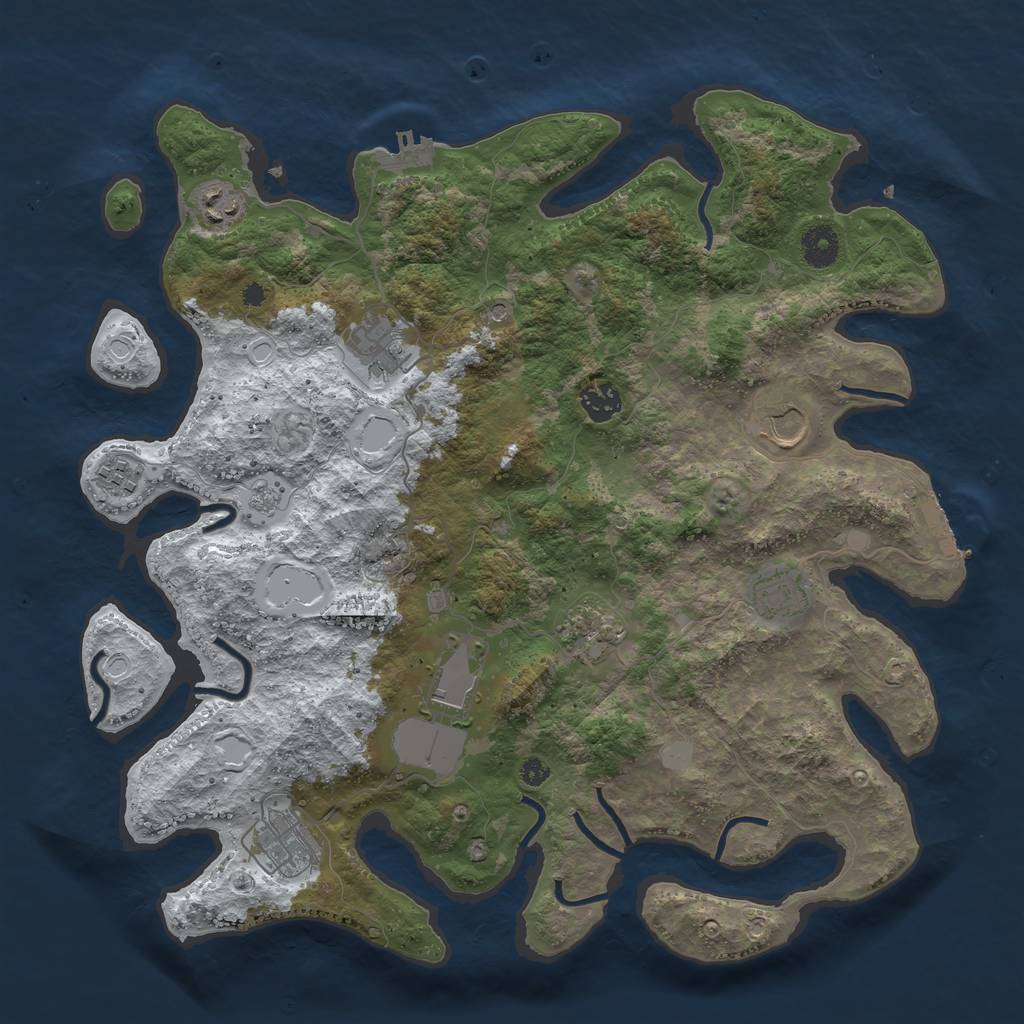 Rust Map: Procedural Map, Size: 3850, Seed: 63234, 18 Monuments