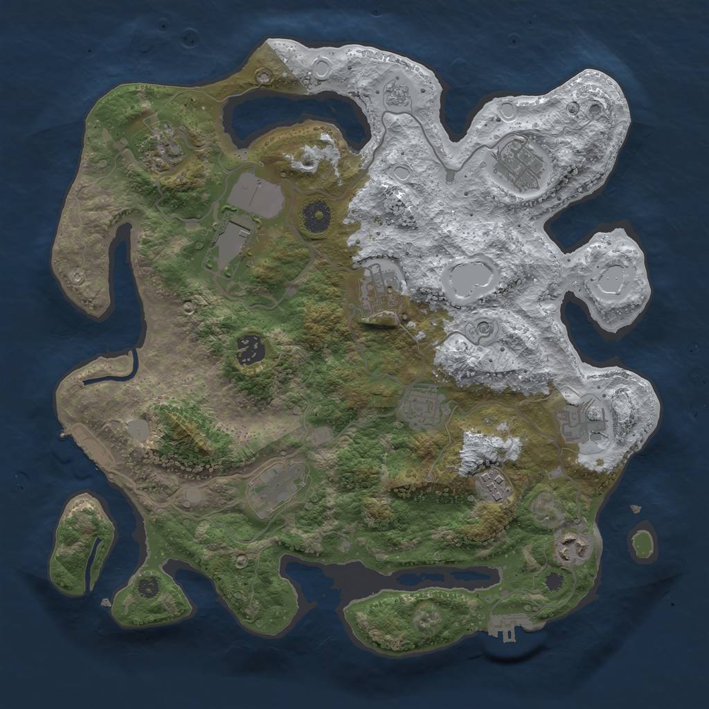 Rust Map: Procedural Map, Size: 3500, Seed: 9919, 19 Monuments