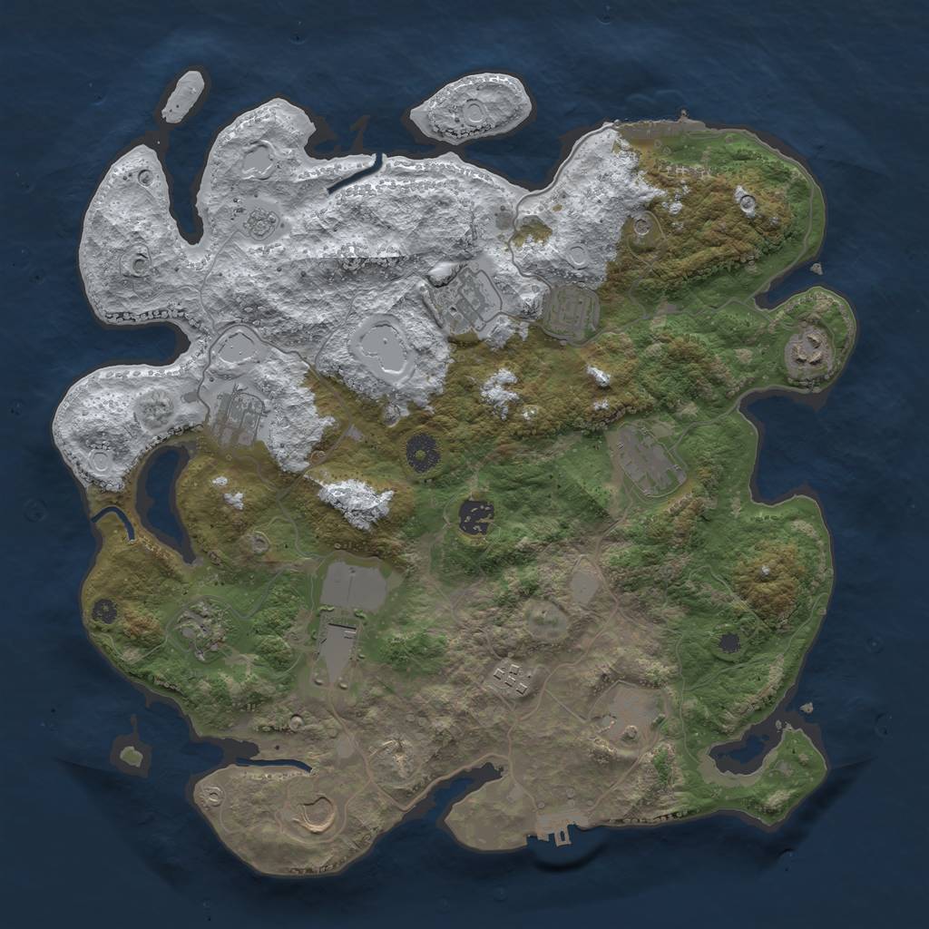 Rust Map: Procedural Map, Size: 3850, Seed: 914176453, 20 Monuments