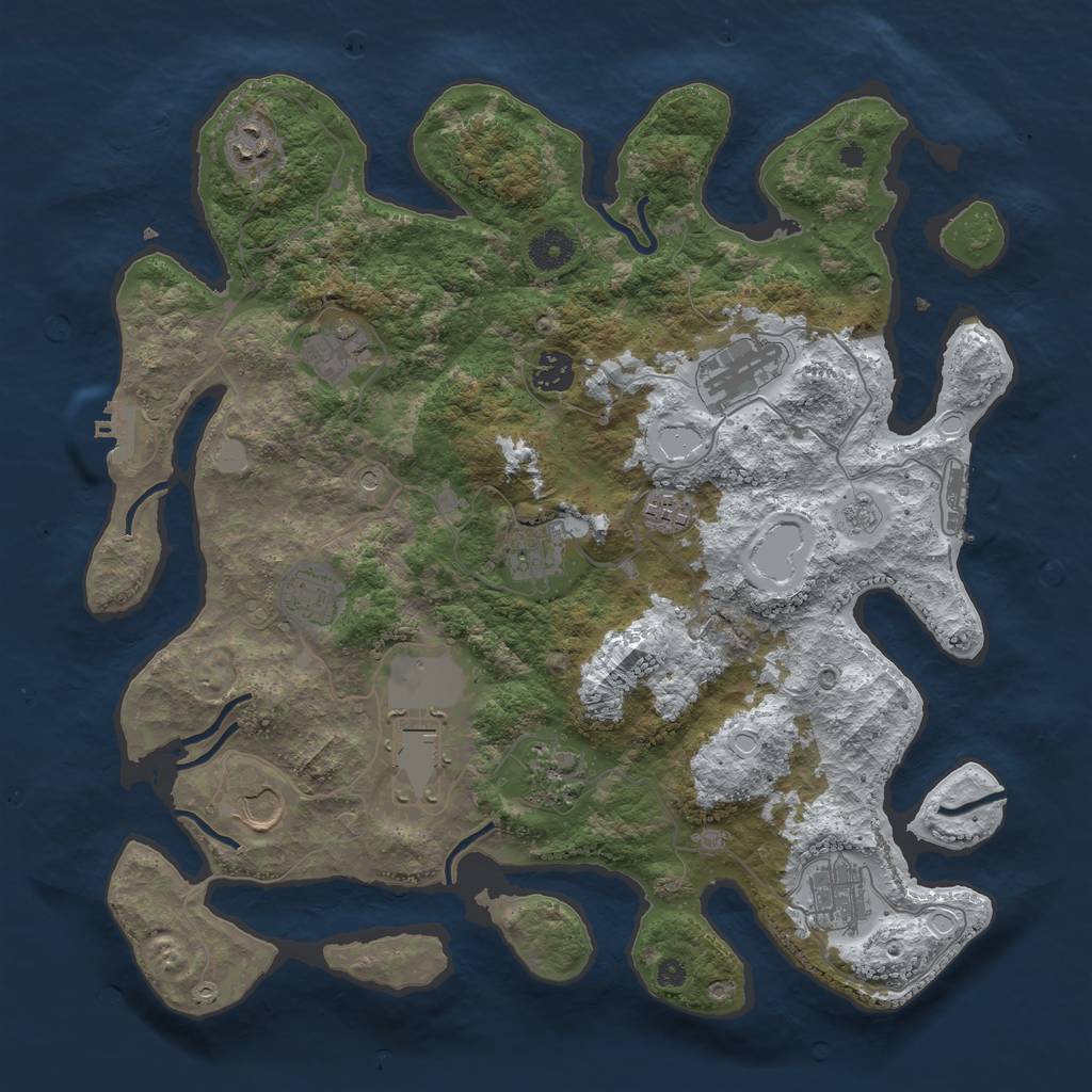 Rust Map: Procedural Map, Size: 3850, Seed: 588372584, 20 Monuments