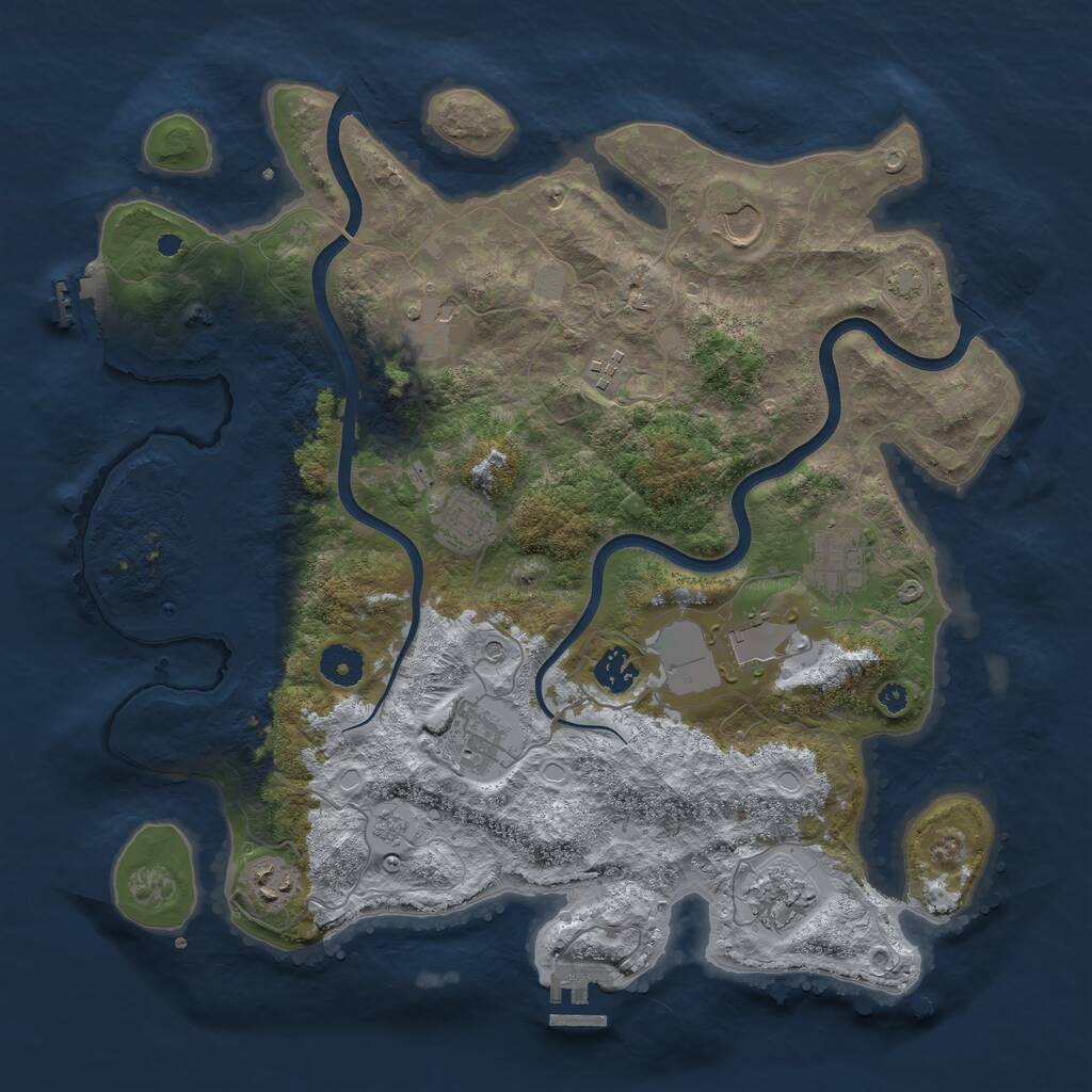 Rust Map: Procedural Map, Size: 3850, Seed: 339262243, 16 Monuments