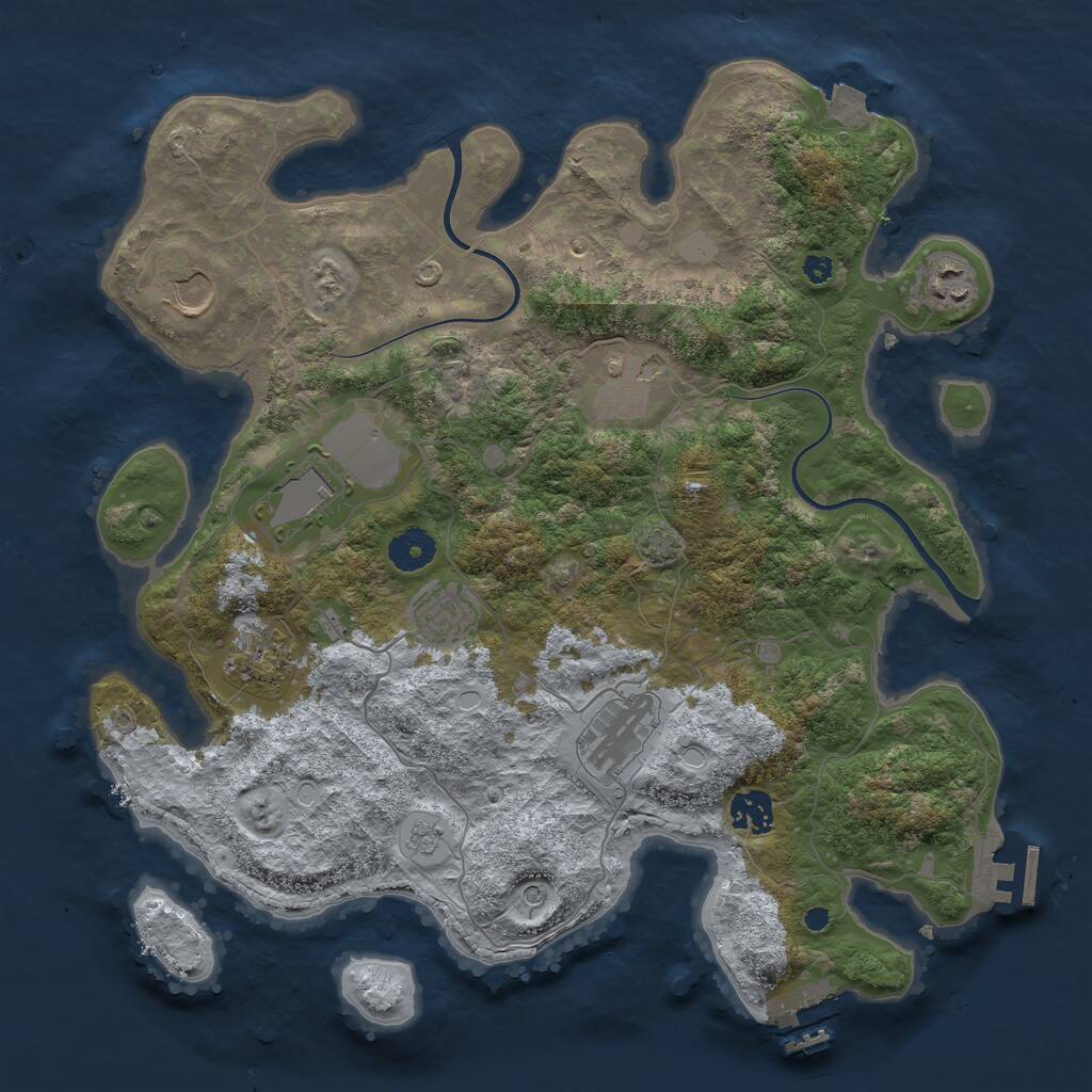 Rust Map: Procedural Map, Size: 3700, Seed: 1062235271, 14 Monuments