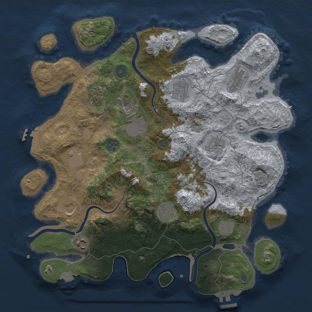 Rust Map: Procedural Map, Size: 3850, Seed: 522398654, 19 Monuments