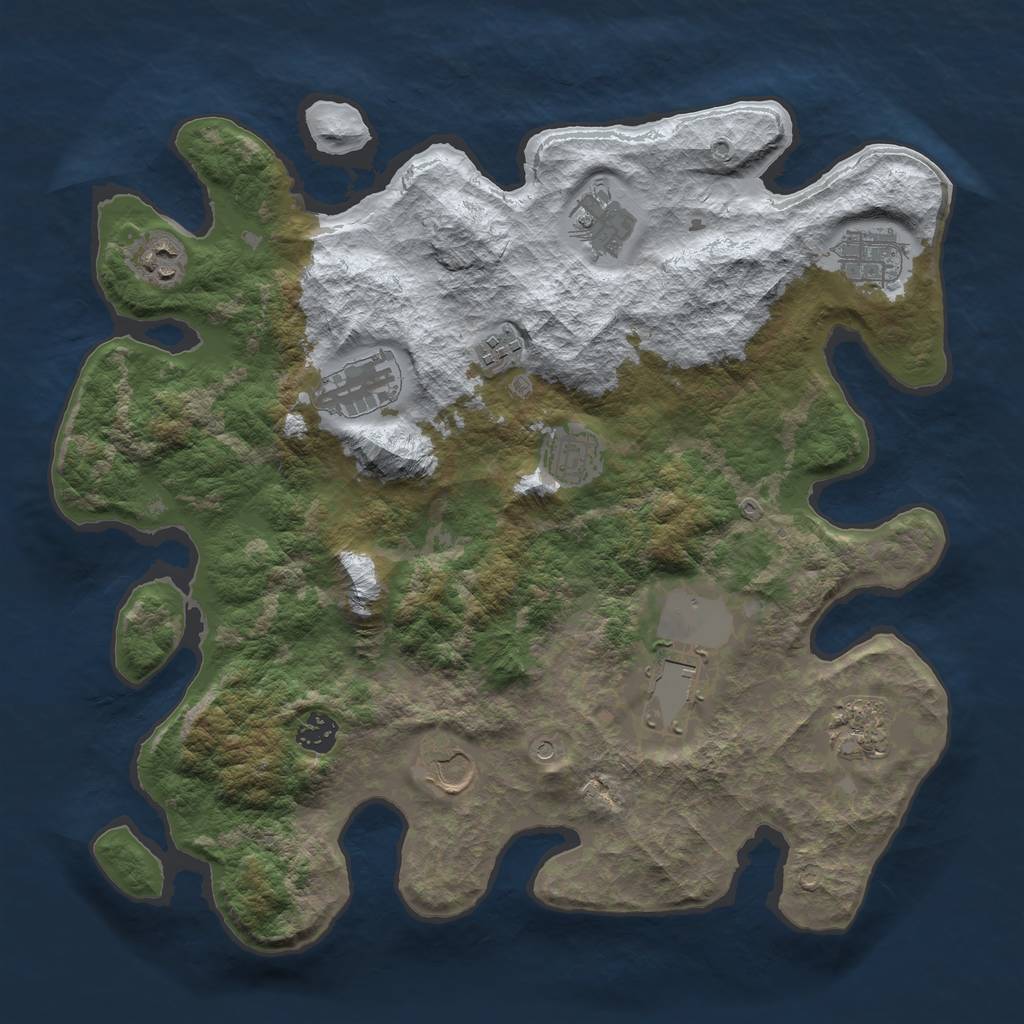 Rust Map: Barren, Size: 3800, Seed: 1, 13 Monuments