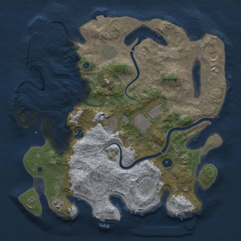 Rust Map: Procedural Map, Size: 3750, Seed: 19223845, 14 Monuments