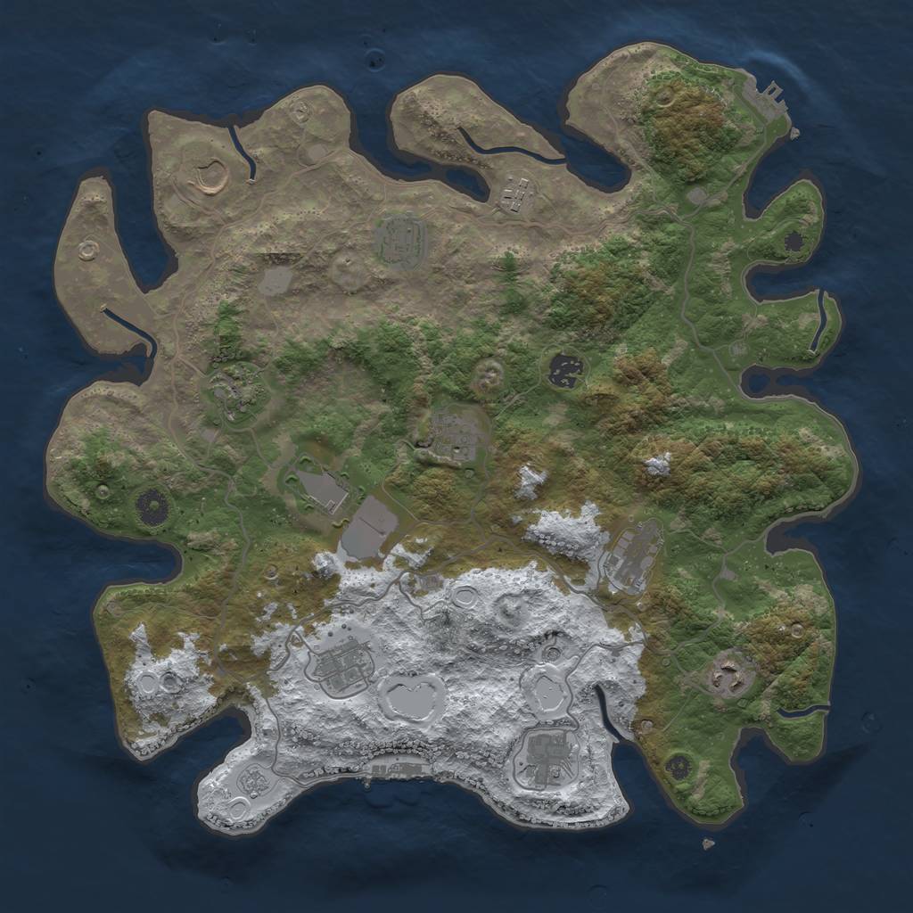 Rust Map: Procedural Map, Size: 4000, Seed: 812517179, 20 Monuments