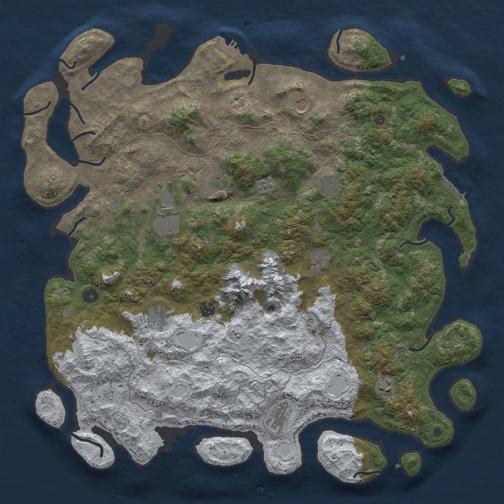 Rust Map: Procedural Map, Size: 5000, Seed: 617606515, 19 Monuments