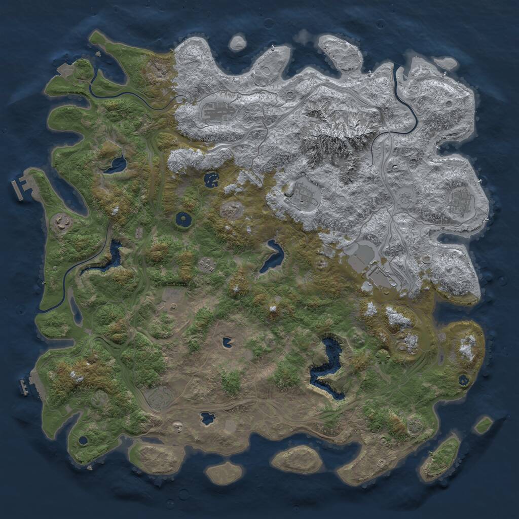 Rust Map: Procedural Map, Size: 5000, Seed: 284562596, 16 Monuments