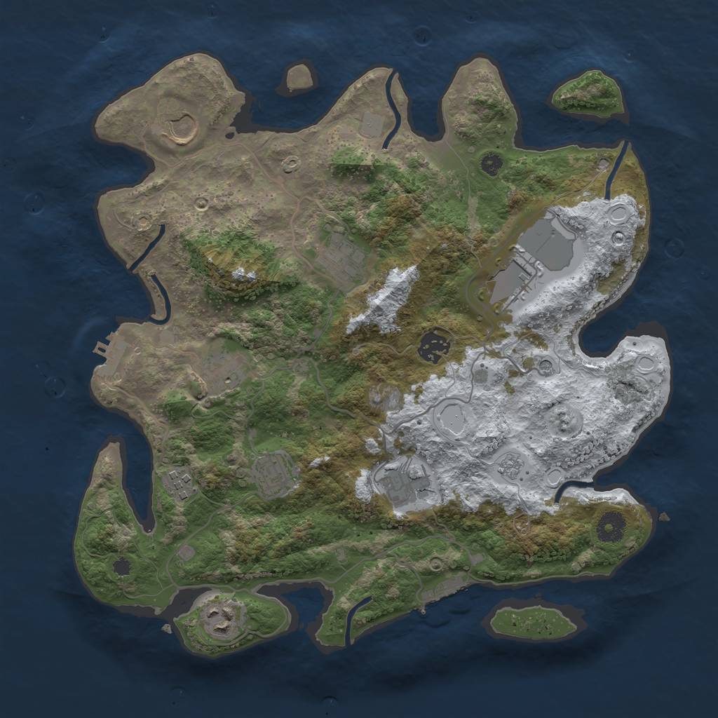 Rust Map: Procedural Map, Size: 3550, Seed: 1494196069, 18 Monuments