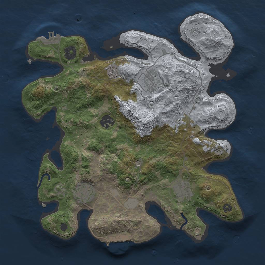 Rust Map: Procedural Map, Size: 3000, Seed: 312196654, 12 Monuments