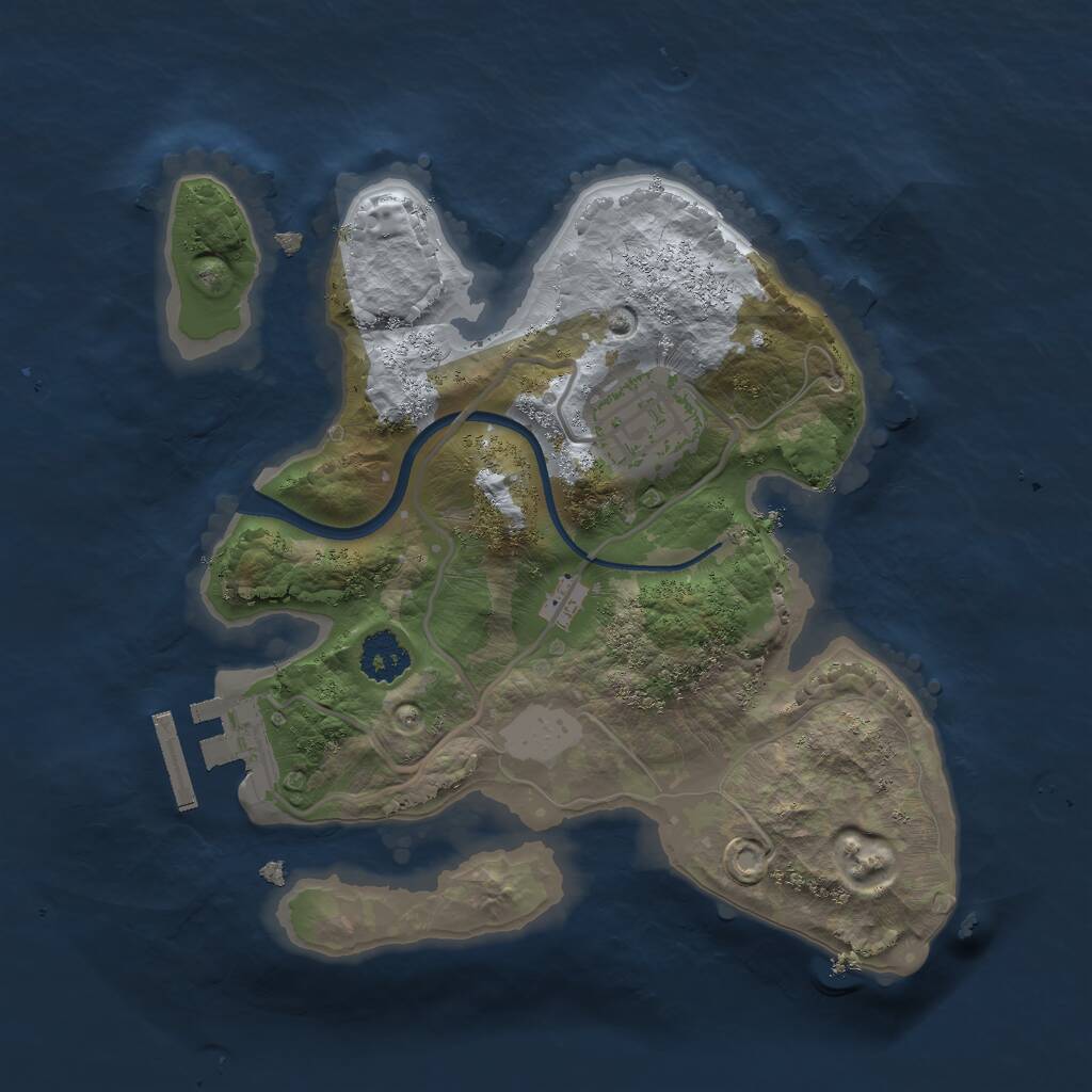 Rust Map: Procedural Map, Size: 2200, Seed: 3495, 3 Monuments