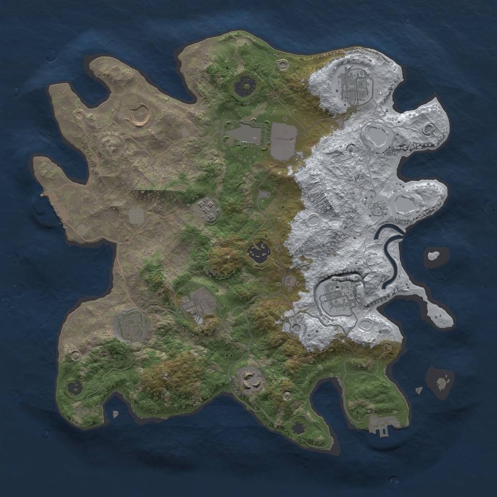 Rust Map: Procedural Map, Size: 3500, Seed: 1562025, 18 Monuments