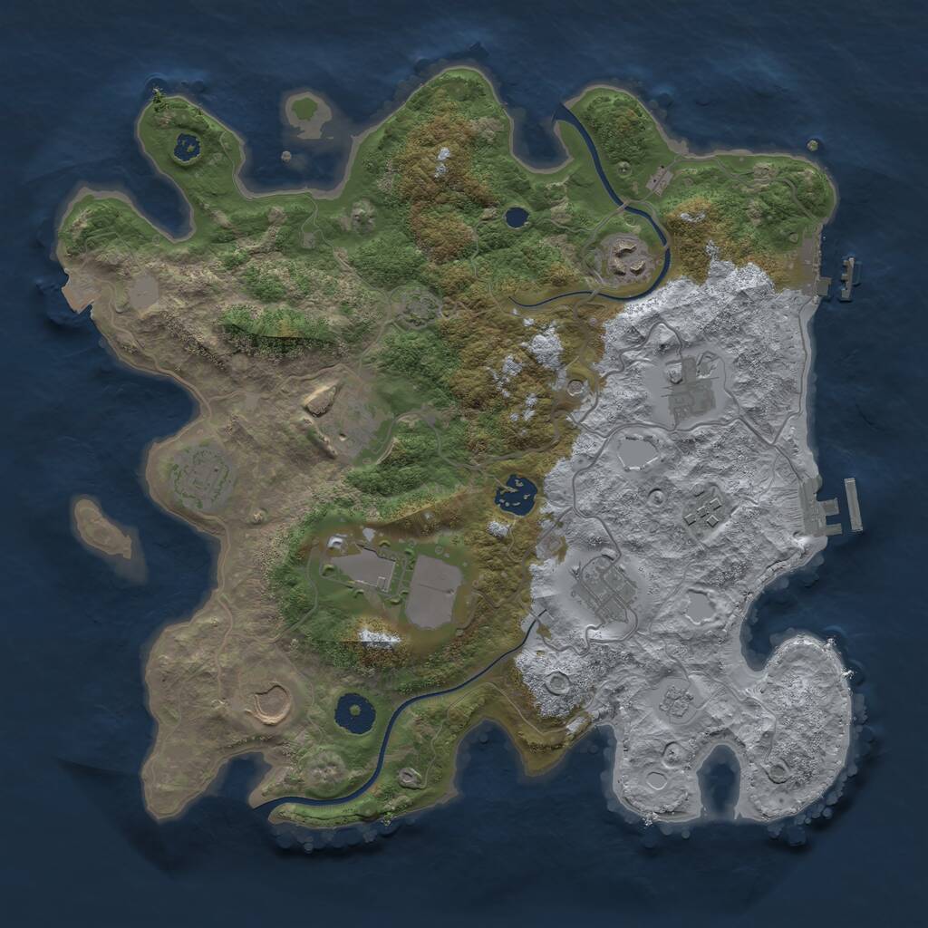 Rust Map: Procedural Map, Size: 3500, Seed: 610635136, 15 Monuments