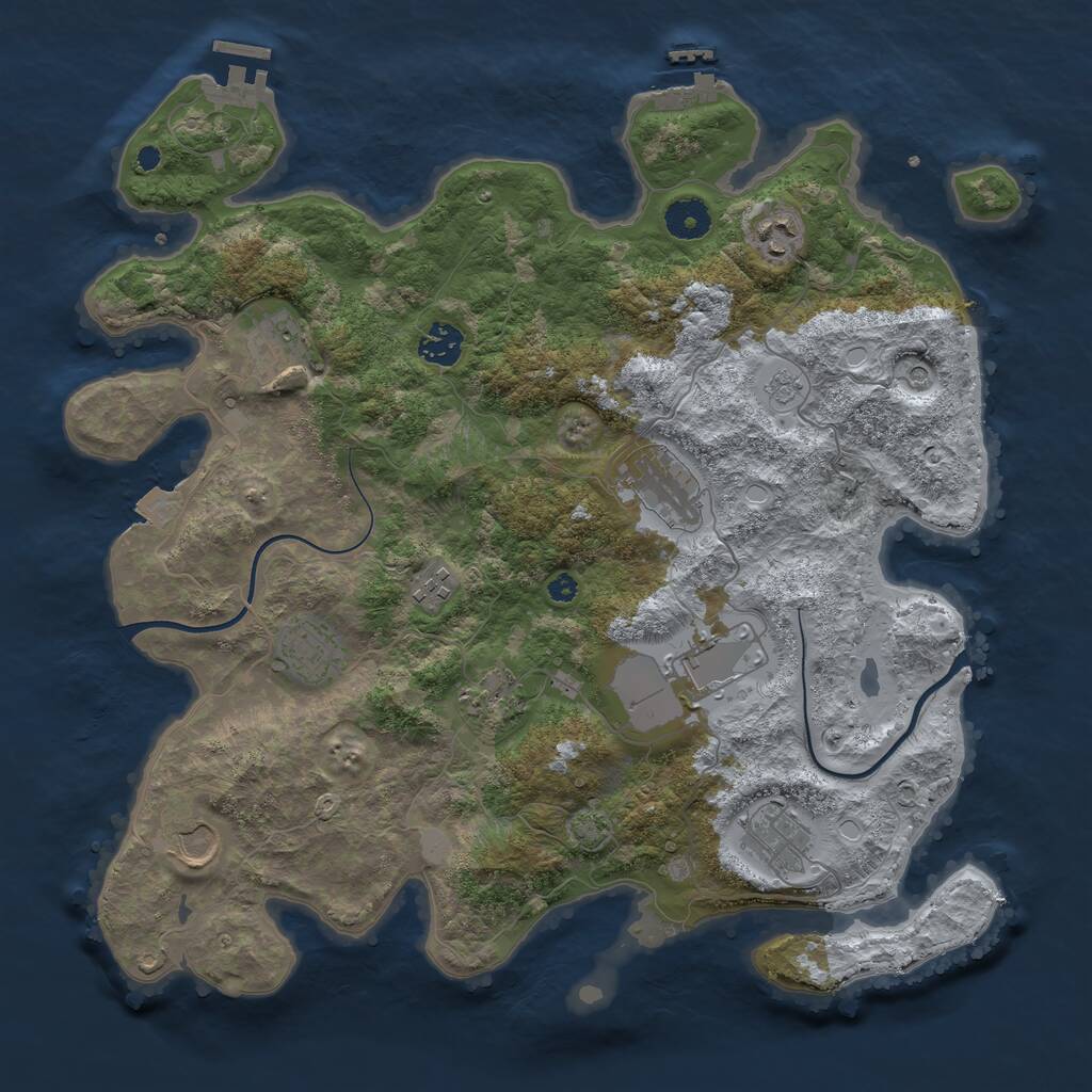 Rust Map: Procedural Map, Size: 3800, Seed: 680166761, 16 Monuments