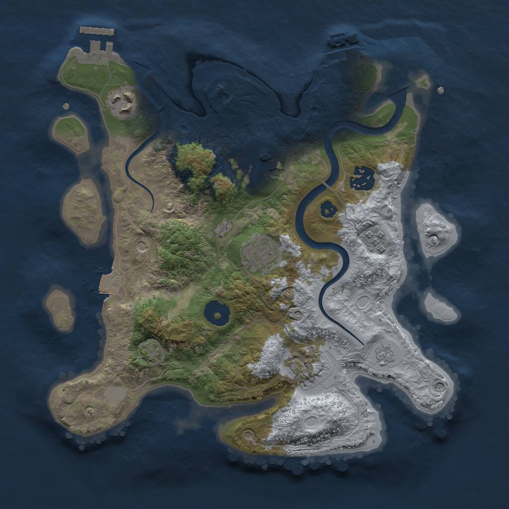 Rust Map: Procedural Map, Size: 3000, Seed: 47251, 12 Monuments