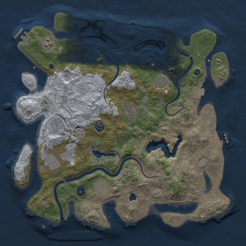 Rust Map: Procedural Map, Size: 4000, Seed: 1176268544, 14 Monuments