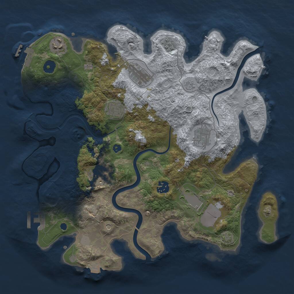 Rust Map: Procedural Map, Size: 3500, Seed: 279651588, 14 Monuments