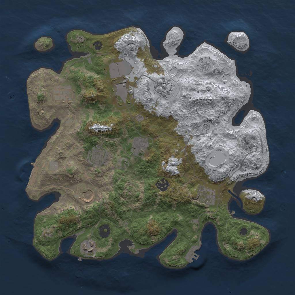 Rust Map: Procedural Map, Size: 3500, Seed: 103983414, 18 Monuments