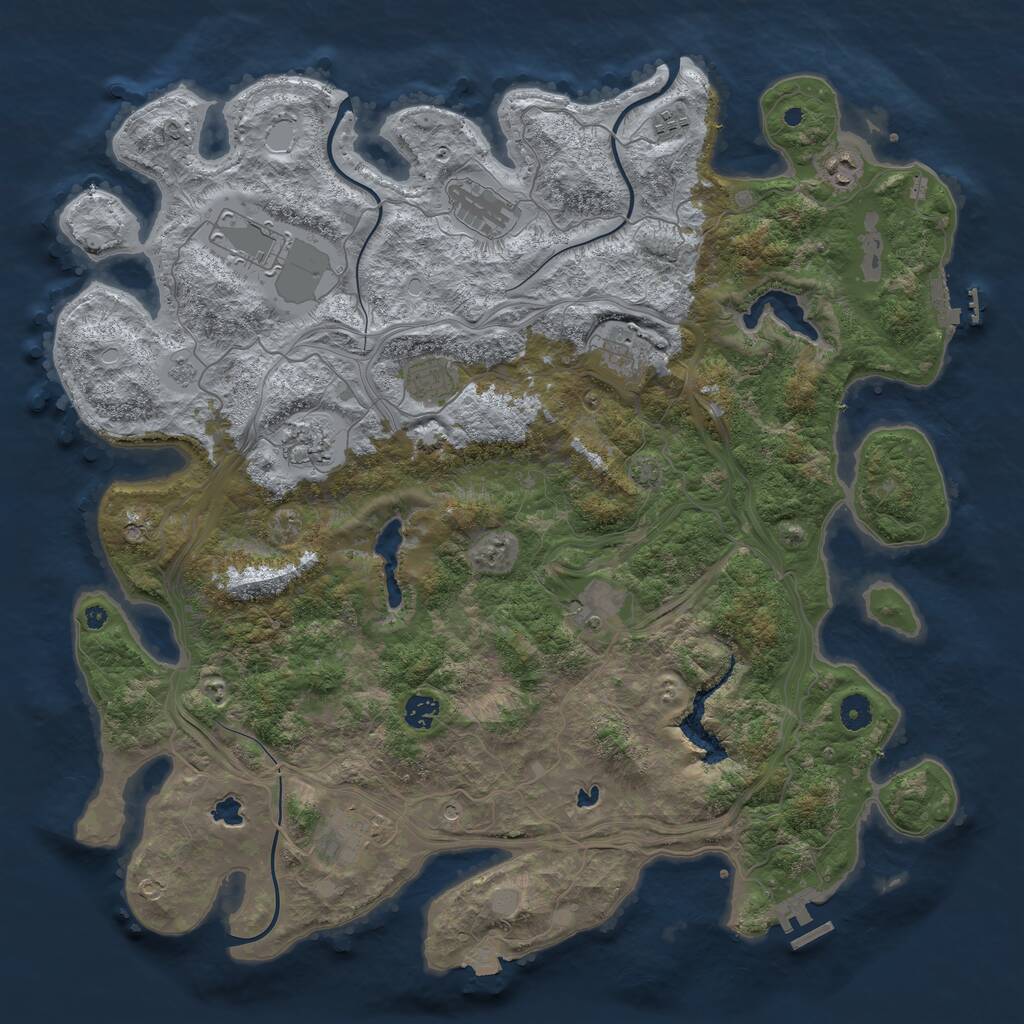 Rust Map: Procedural Map, Size: 4500, Seed: 8023562, 16 Monuments