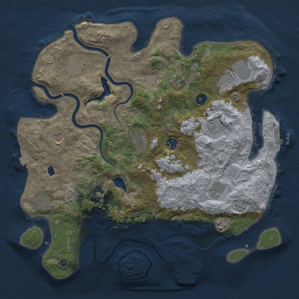 Rust Map: Procedural Map, Size: 4050, Seed: 718405149, 17 Monuments