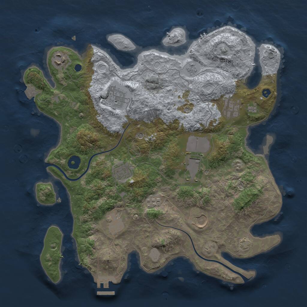 Rust Map: Procedural Map, Size: 3500, Seed: 1901011475, 13 Monuments