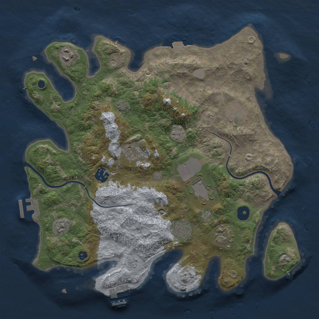 Rust Map: Procedural Map, Size: 3500, Seed: 261658870, 14 Monuments