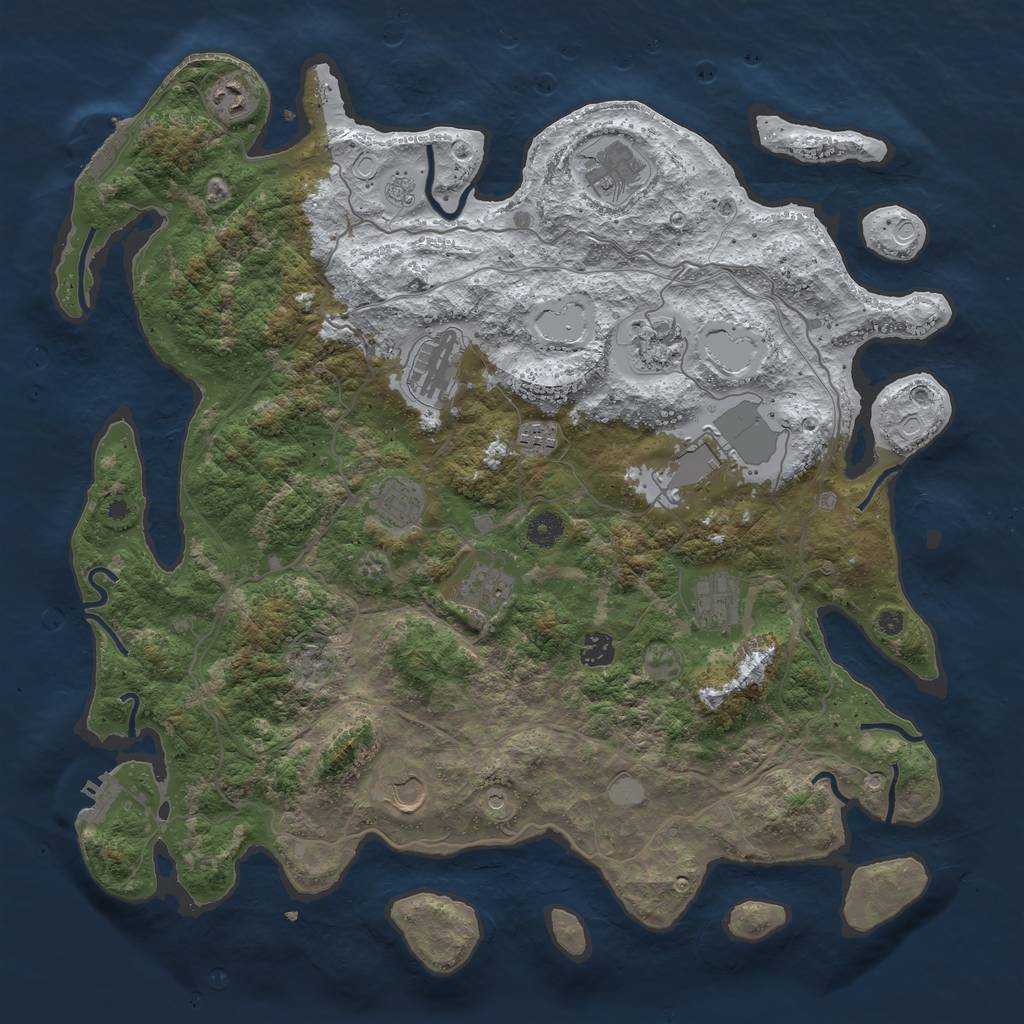 Rust Map: Procedural Map, Size: 4300, Seed: 6421938, 20 Monuments