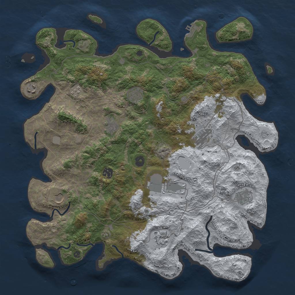 Rust Map: Procedural Map, Size: 4250, Seed: 550728794, 18 Monuments
