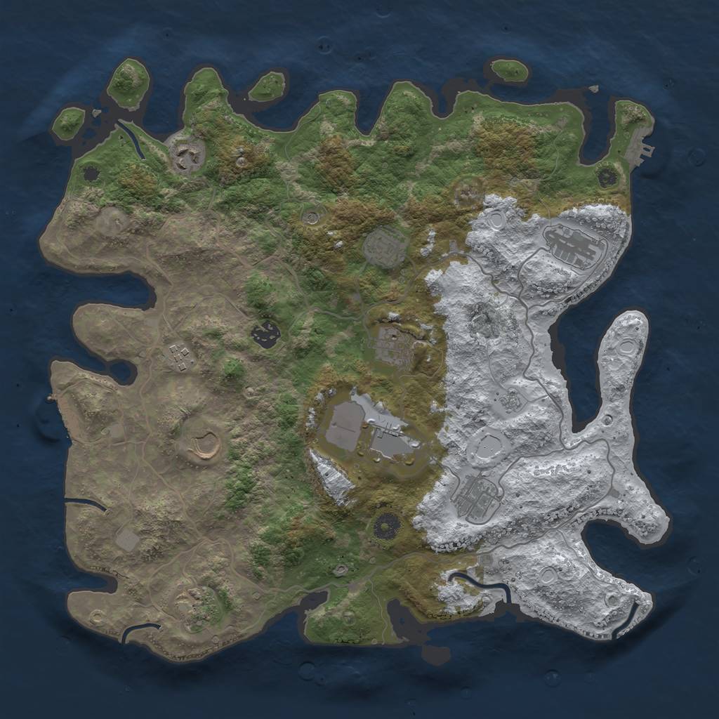 Rust Map: Procedural Map, Size: 4000, Seed: 1629579539, 19 Monuments