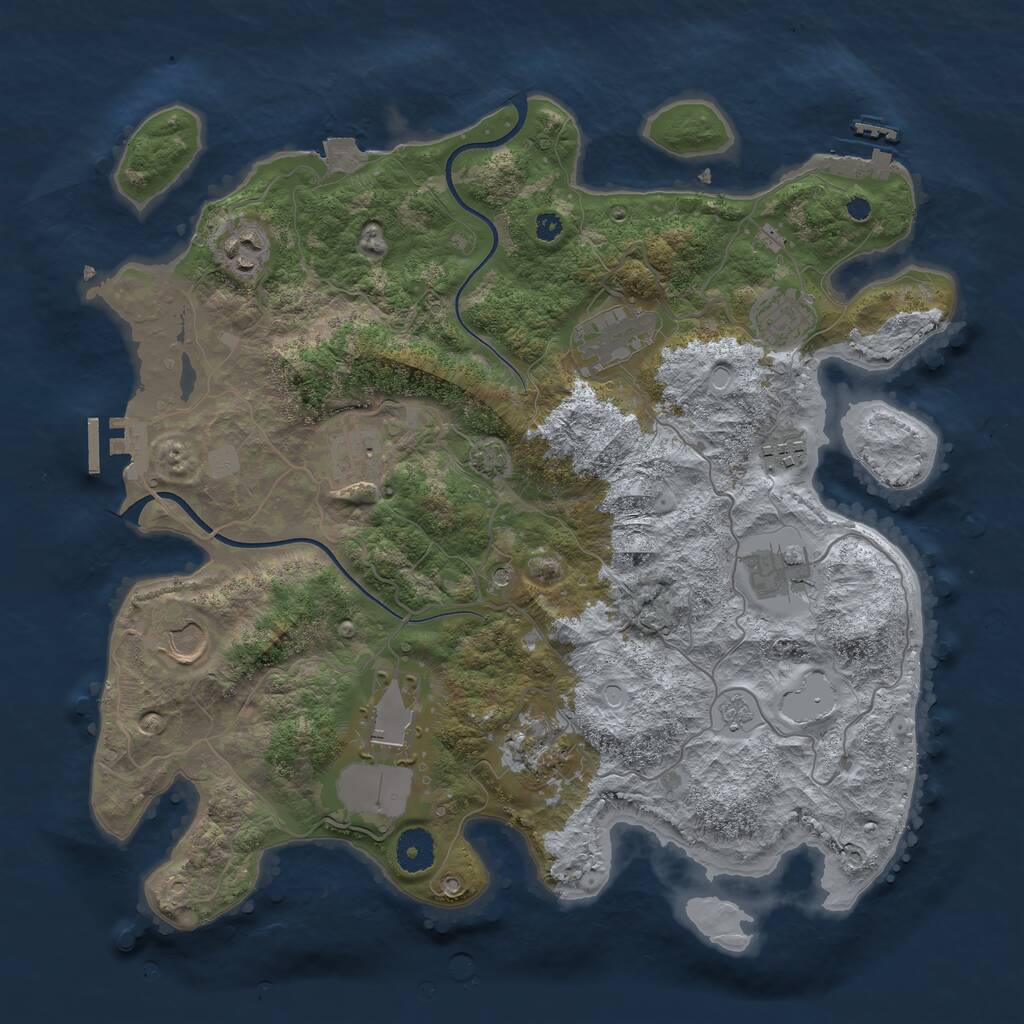 Rust Map: Procedural Map, Size: 3700, Seed: 5262, 15 Monuments