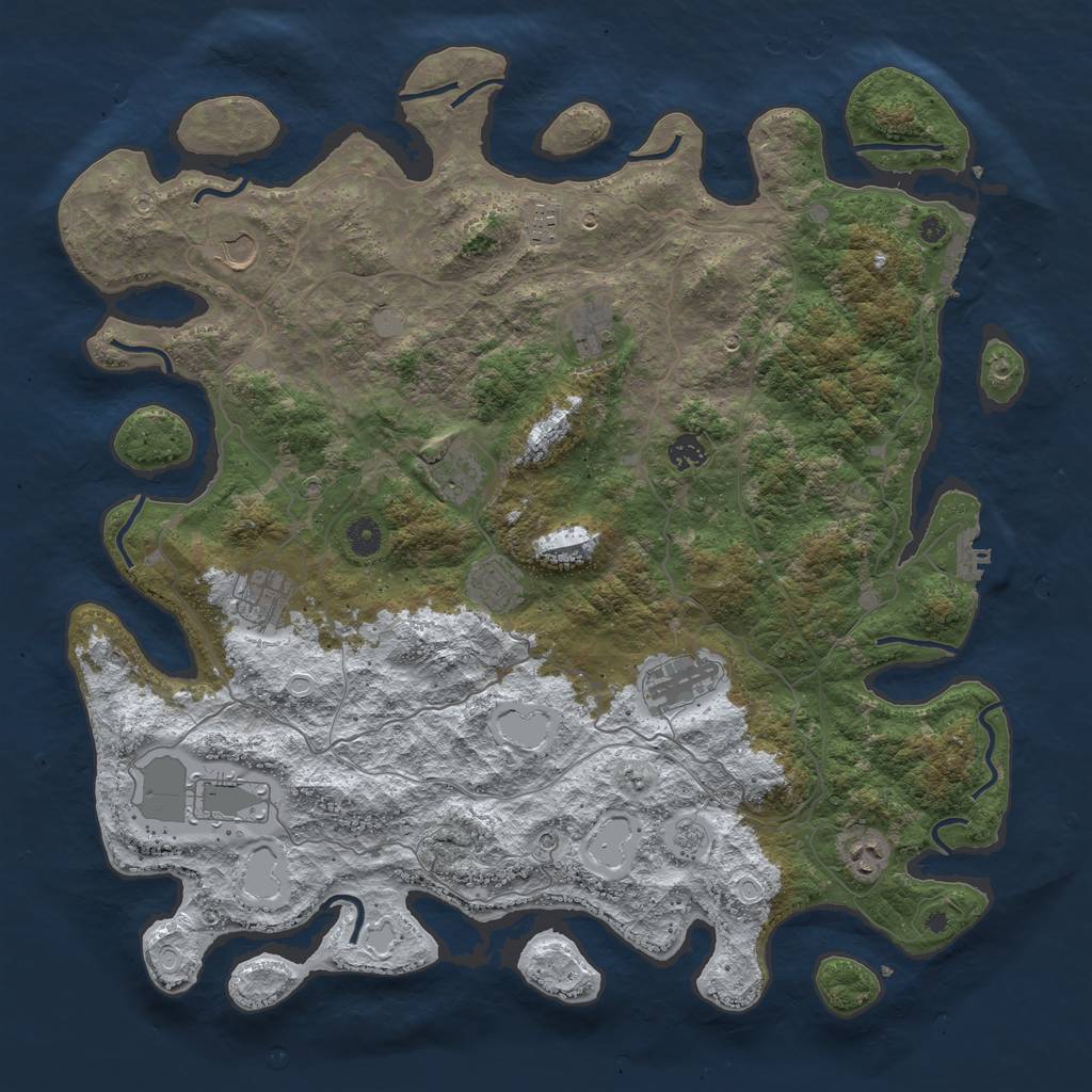 Rust Map: Procedural Map, Size: 4500, Seed: 184392837, 19 Monuments