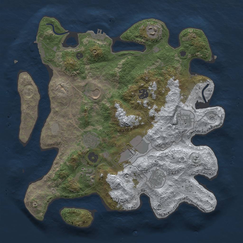 Rust Map: Procedural Map, Size: 3500, Seed: 32272396, 17 Monuments