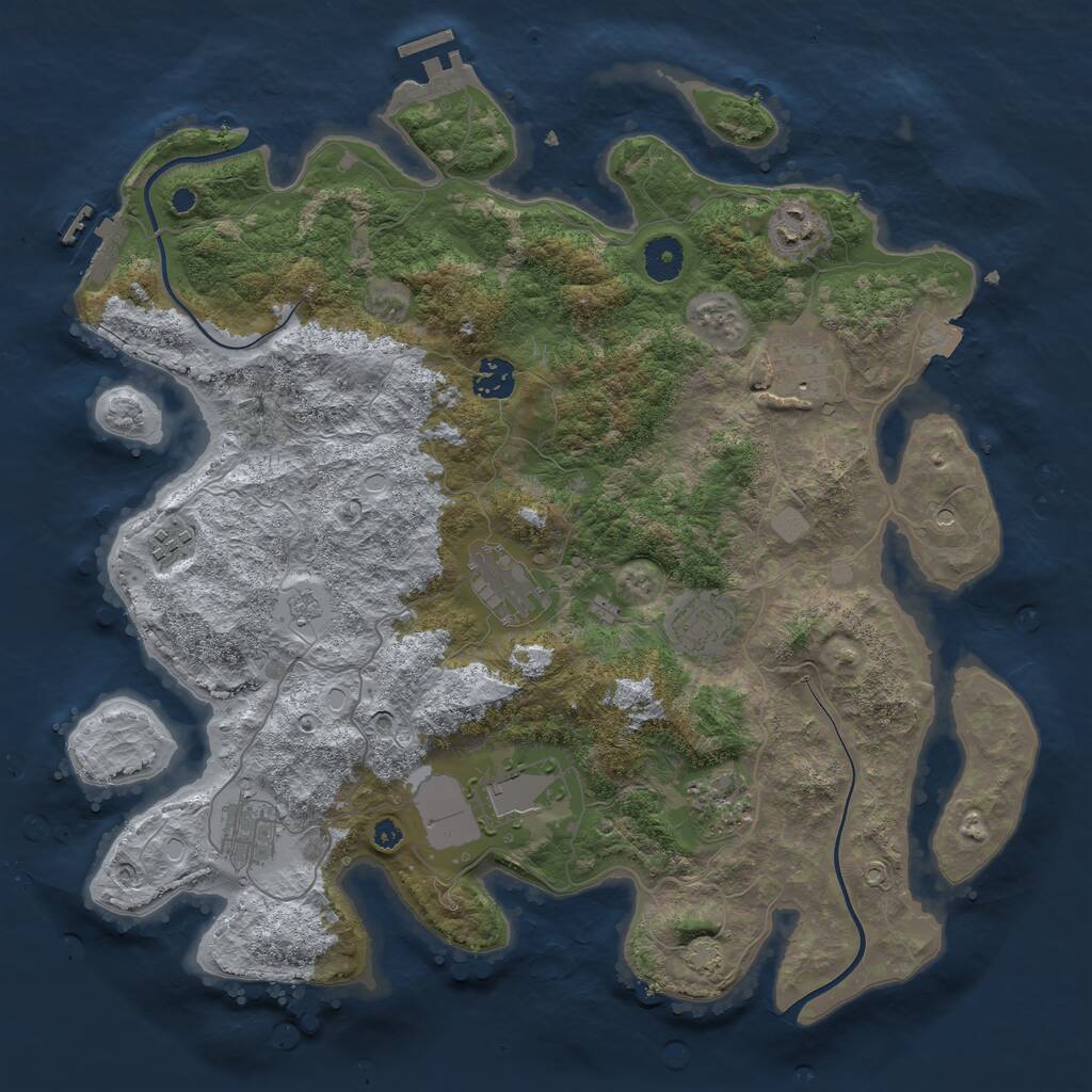 Rust Map: Procedural Map, Size: 3850, Seed: 827432910, 15 Monuments
