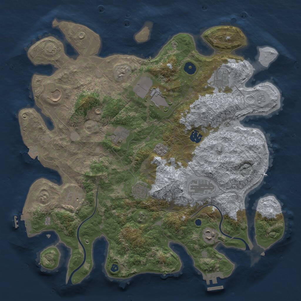 Rust Map: Procedural Map, Size: 3800, Seed: 181268, 16 Monuments