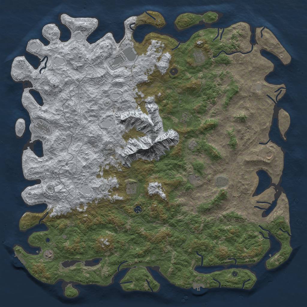 Rust Map: Procedural Map, Size: 6000, Seed: 633190146, 20 Monuments