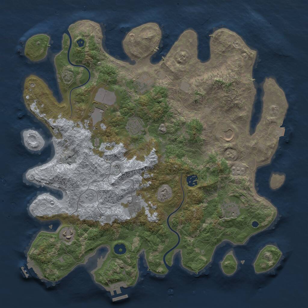 Rust Map: Procedural Map, Size: 3950, Seed: 1010045860, 15 Monuments