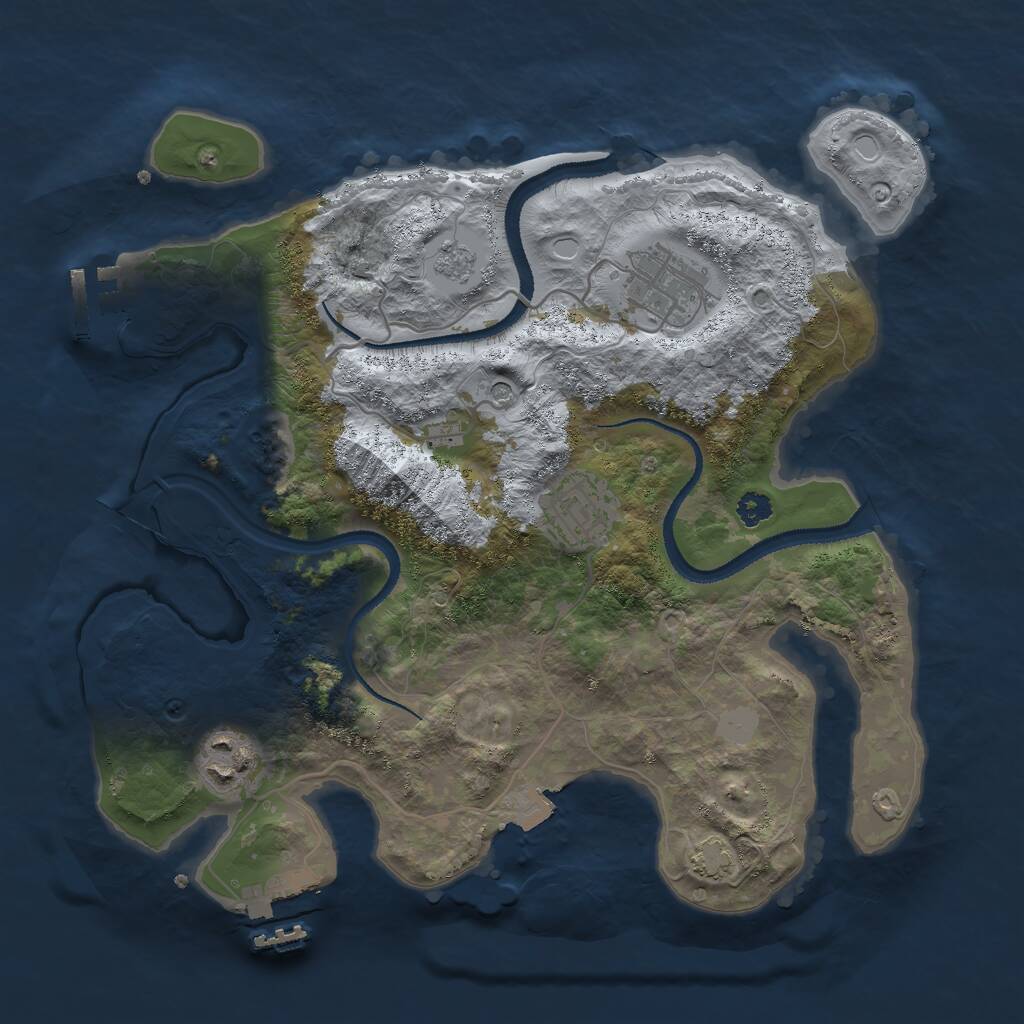 Rust Map: Procedural Map, Size: 3000, Seed: 1537, 9 Monuments