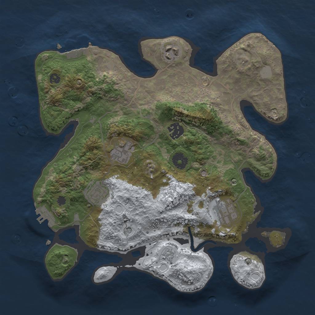 Rust Map: Procedural Map, Size: 3000, Seed: 555, 14 Monuments