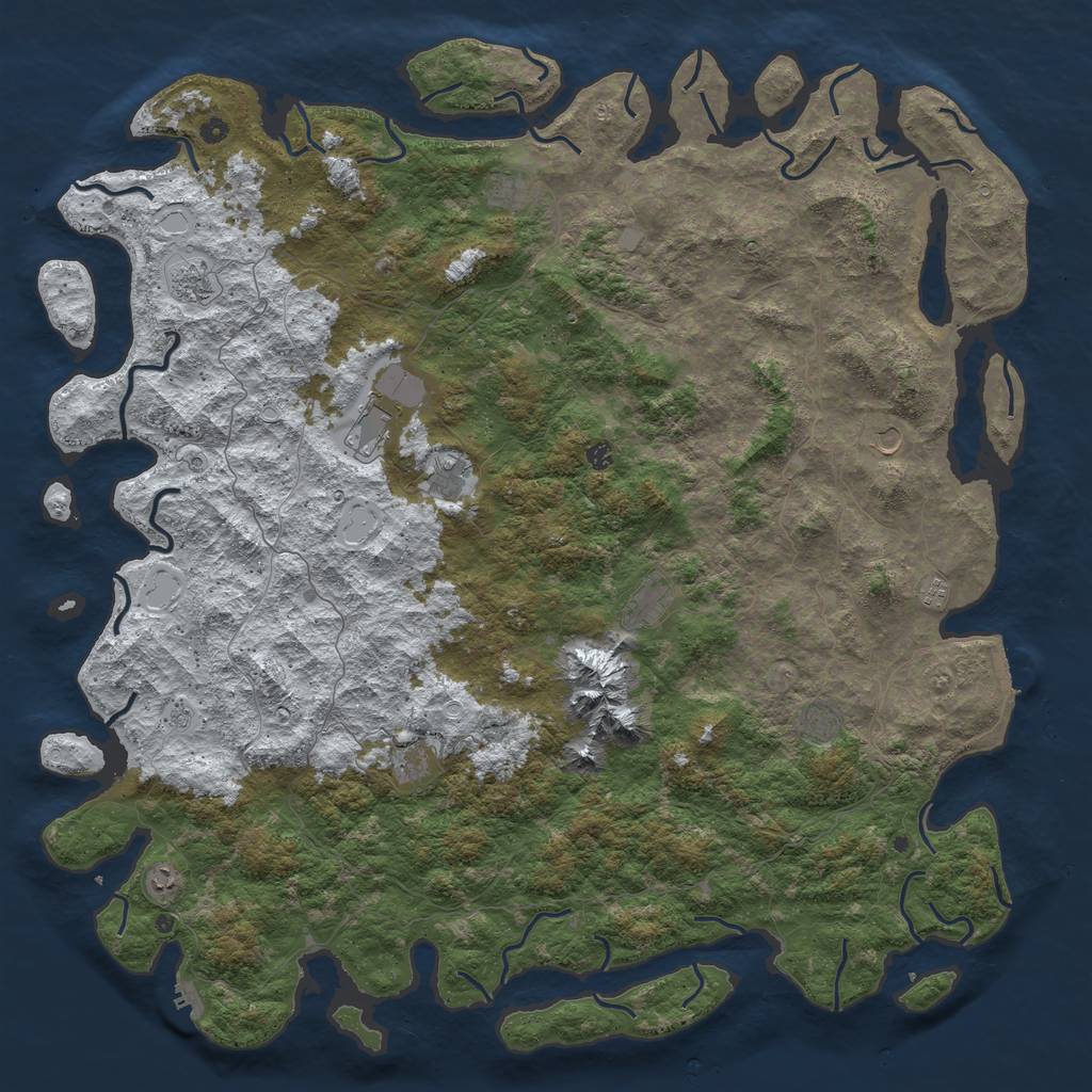 Rust Map: Procedural Map, Size: 6000, Seed: 264861162, 20 Monuments