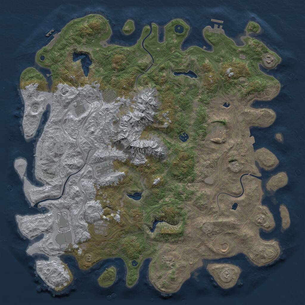 Rust Map: Procedural Map, Size: 5000, Seed: 2030624373, 17 Monuments